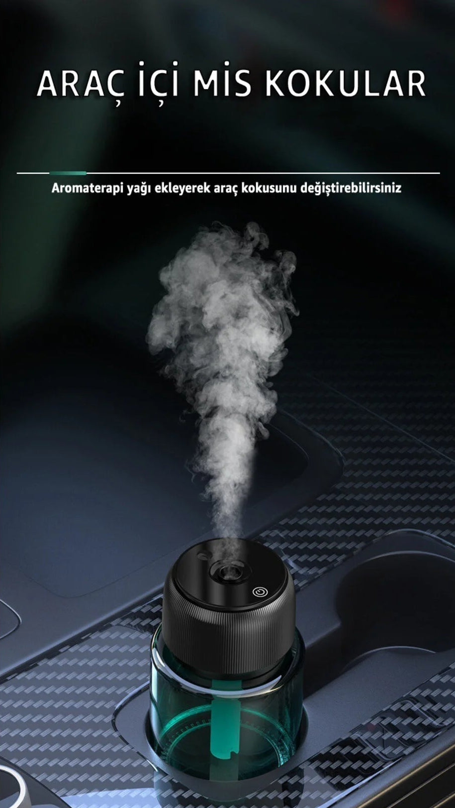 Araç İçi Hava Nemlendirici ve Difüzör– Aromaterapi, Yıldız Tavan Yansıtma, Taşınabilir Şarjlı